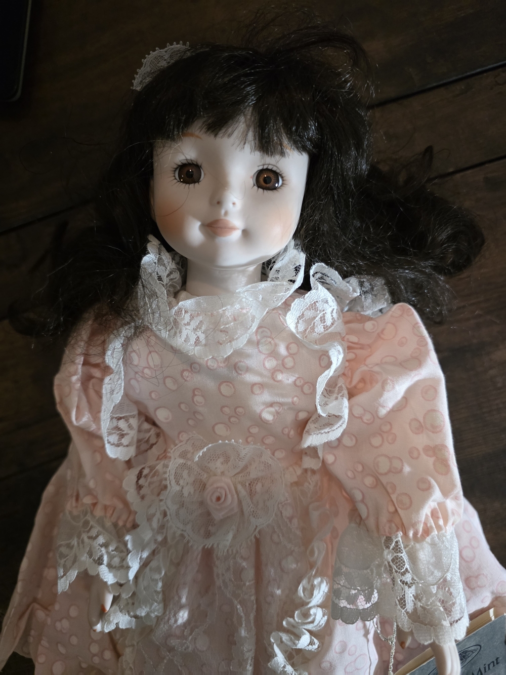 Porcelain Fashion Doll in Pink Lace Dress - Elegant Kids Toy